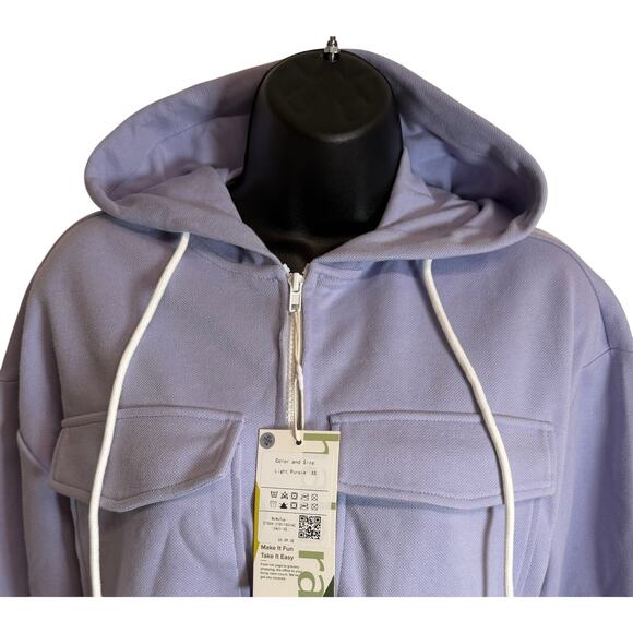 Halara Women Crop Hoodie Jacket Size XS Extra Small Purple Long Sleeve NWT New - Picture 2 of 10